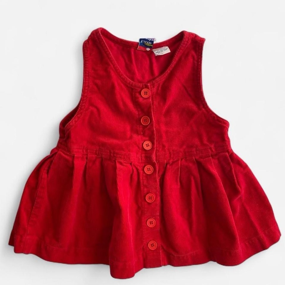 Vintage kids little red corduroy dress